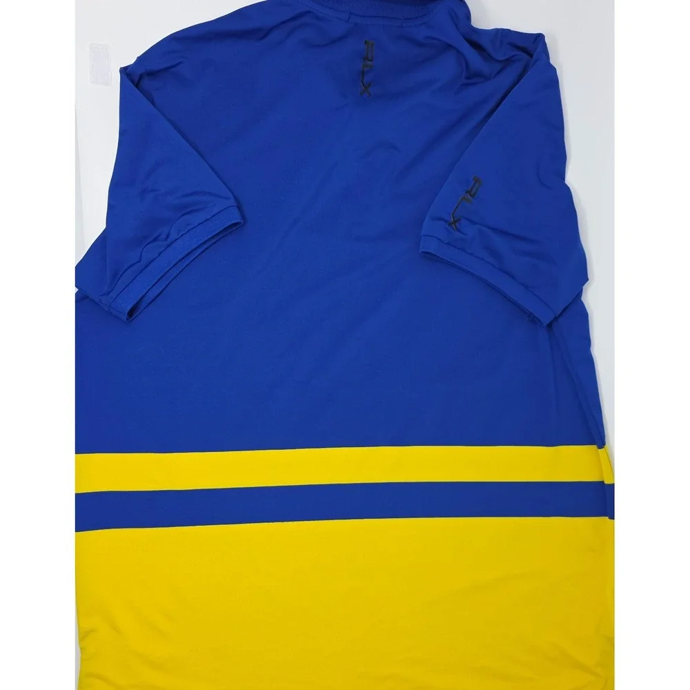 Ralph Lauren RLX Polo Shirt Mens Large Blue Yellow Performance Stretch Golf